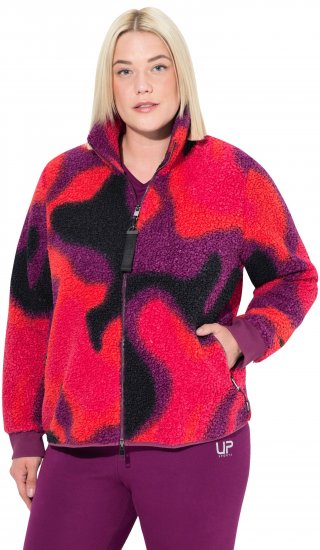 Ulla Popken Abstract Print Zip Fleece Jacket Pink Berry - Jackor - 