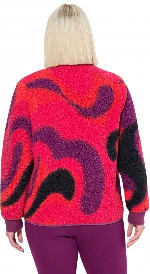 Ulla Popken Abstract Print Zip Fleece Jacket Pink Berry - Jackor - 