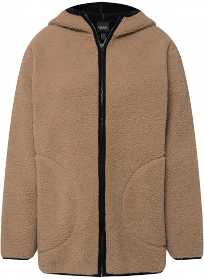 Ulla Popken Long Sleeve Hooded Teddy Jacket Putty - Jackor - 