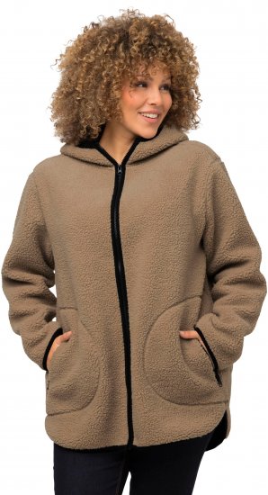 Ulla Popken Long Sleeve Hooded Teddy Jacket Putty - Jackor - 