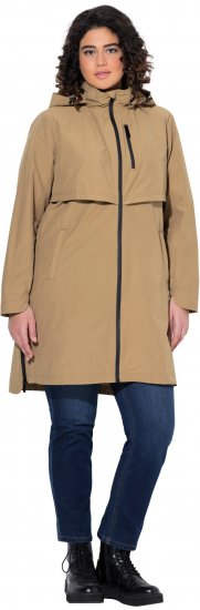 Ulla Popken Hooded with Zippered Pockets and Zippered Side Slits Jacket Mocha - Jackor - 