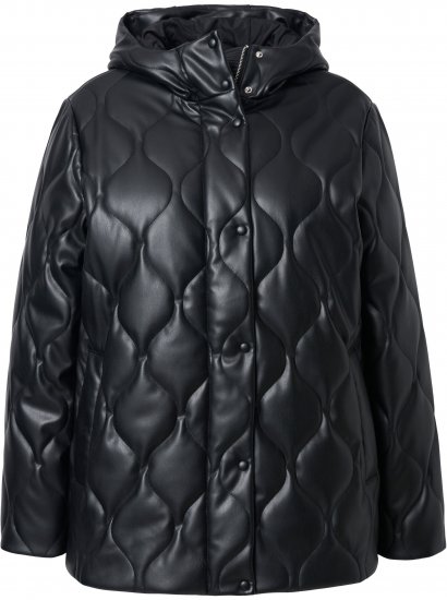 Ulla Popken Faux Leather Quilted Jacket Black - Jackor - 