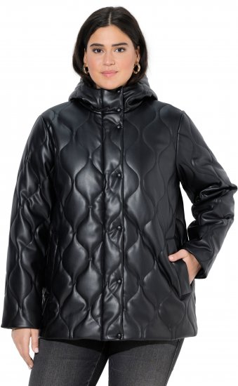 Ulla Popken Faux Leather Quilted Jacket Black - Jackor - 
