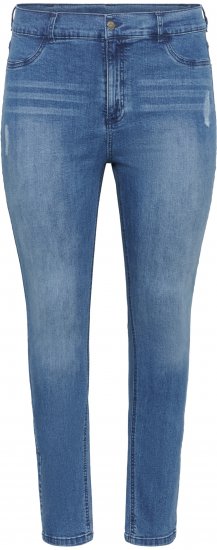Kaffe Curve Laurina Jeans Sliten Blå Denim - Jeans & Byxor i Stora Storlekar – Plus Size - 