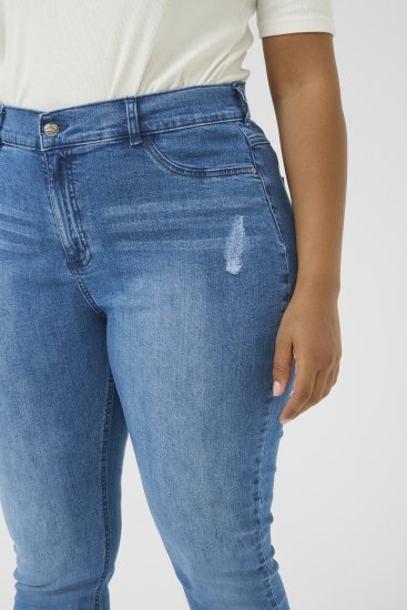 Kaffe Curve Laurina Jeans Sliten Blå Denim - Jeans & Byxor i Stora Storlekar – Plus Size - 