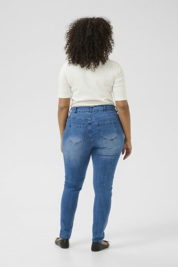 Kaffe Curve Laurina Jeans Sliten Blå Denim - Jeans & Byxor i Stora Storlekar – Plus Size - 