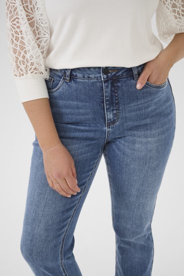 Kaffe Curve Dina Raka jeans i normal längd Blå - Jeans & Byxor i Stora Storlekar – Plus Size - 