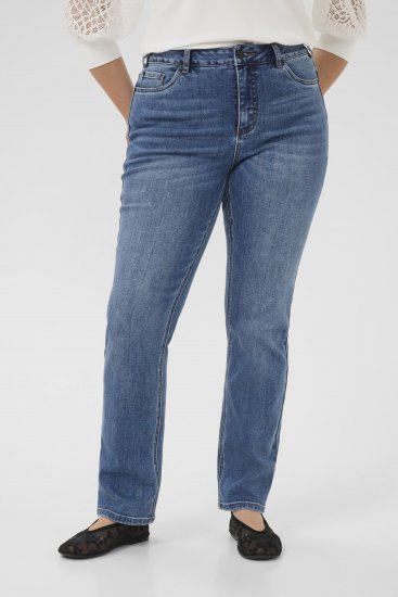 Kaffe Curve Dina Raka jeans i normal längd Blå - Jeans & Byxor i Stora Storlekar – Plus Size - 