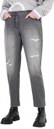 Ulla Popken Distressed Stretch Fit Boyfriend Jeans Dark Denim Blue - Jeans & Byxor i Stora Storlekar – Plus Size - 