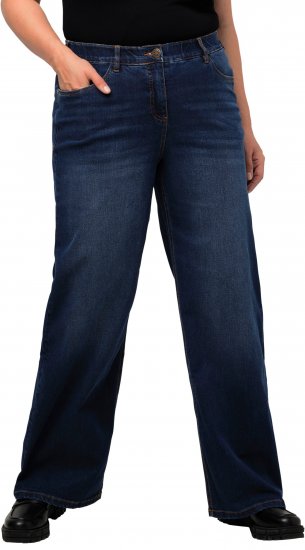 Ulla Popken Mary Fit Wide Leg Stretch Jeans Blue Denim - Jeans & Byxor i Stora Storlekar – Plus Size - 