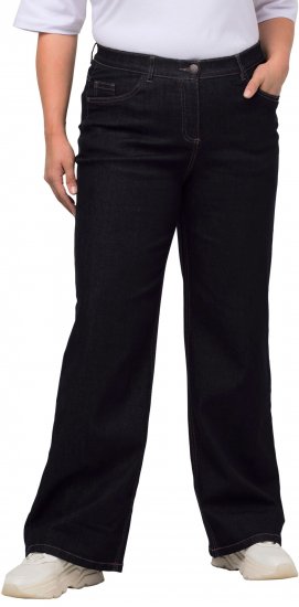 Ulla Popken Mary Fit Wide Leg Stretch Jeans Dark Blue Denim - Ulla Popken - 