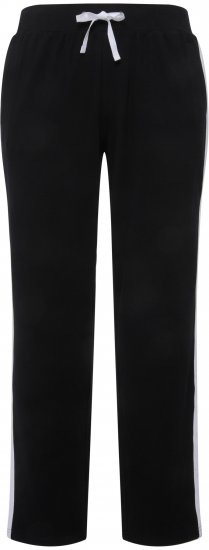 Ulla Popken Side Stripe Adjustable Drawstring Waist Joggers Black - Jeans & Byxor i Stora Storlekar – Plus Size - 