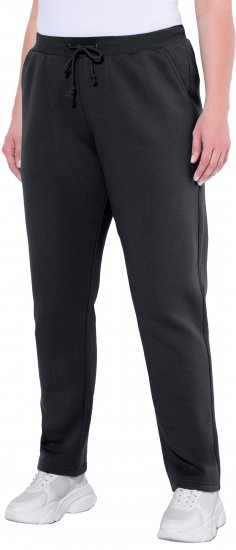 Ulla Popken Basic Drawstring Elastic Waist Cotton Blend Joggers Black - Jeans & Byxor i Stora Storlekar – Plus Size - 