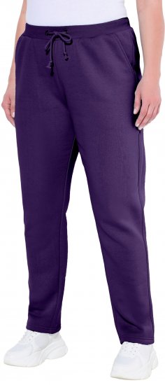 Ulla Popken Basic Drawstring Elastic Waist Cotton Blend Joggers Deep Violet - Jeans & Byxor i Stora Storlekar – Plus Size - 