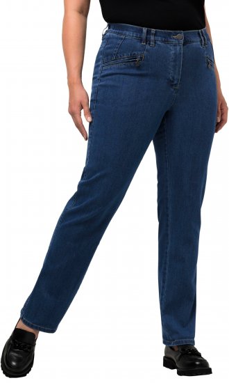 Ulla Popken Mony Elastic Waist Zip Pocket Jeans Blue Denim - Jeans & Byxor i Stora Storlekar – Plus Size - 