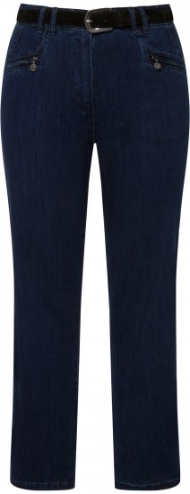 Ulla Popken Mony Elastic Waist Zip Pocket Jeans Dark Blue Denim - Jeans & Byxor i Stora Storlekar – Plus Size - 