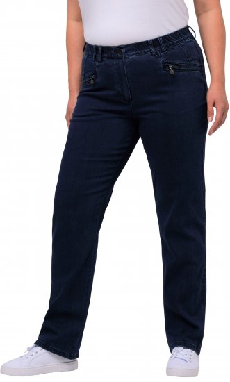 Ulla Popken Mony Elastic Waist Zip Pocket Jeans Dark Blue Denim - Jeans & Byxor i Stora Storlekar – Plus Size - 