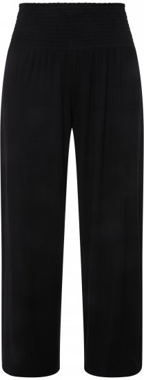 Ulla Popken Wide Leg Smocked Waist Knit Pants Black - Jeans & Byxor i Stora Storlekar – Plus Size - 