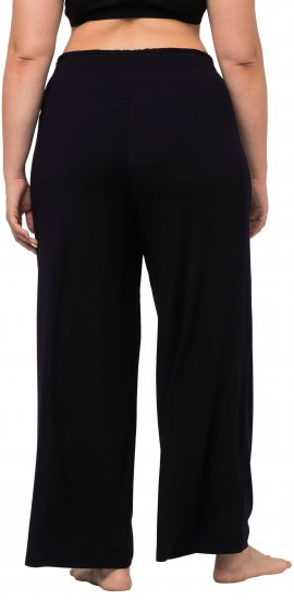 Ulla Popken Wide Leg Smocked Waist Knit Pants Black - Jeans & Byxor i Stora Storlekar – Plus Size - 