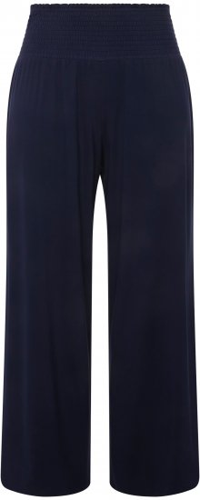Ulla Popken Wide Leg Smocked Waist Knit Pants Night Blue - Jeans & Byxor i Stora Storlekar – Plus Size - 