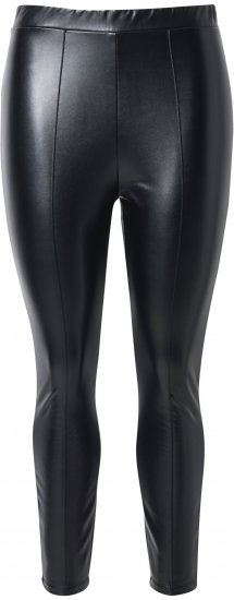 Ulla Popken Metallic Faux Leather Leggings Black - Jeans & Byxor i Stora Storlekar – Plus Size - 