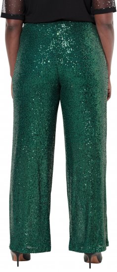 Ulla Popken Wide Leg Sequined Pants Dark Green - Jeans & Byxor i Stora Storlekar – Plus Size - 