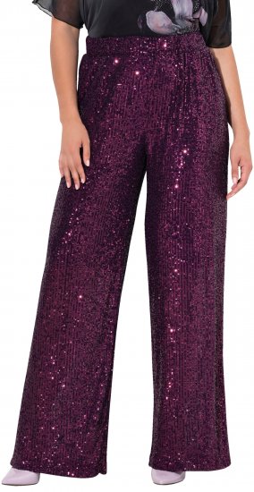 Ulla Popken Wide Leg Sequined Pants Mulberry - Jeans & Byxor i Stora Storlekar – Plus Size - 