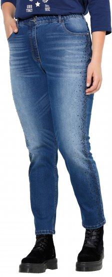 Ulla Popken Rhinestone Detail Stretch Fit Jeans Denim Blue - Jeans & Byxor i Stora Storlekar – Plus Size - 