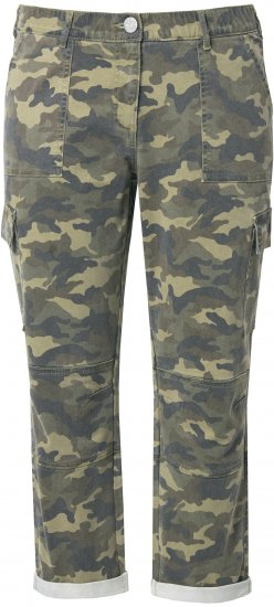 Ulla Popken Camo Boyfriend Pants Olive Grey - Jeans & Byxor i Stora Storlekar – Plus Size - 