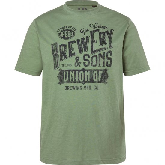 JP1880 T-Shirt Short Sleeve Chest Print Eucalyptus Green - T-shirts - Stora T-shirts - 2XL-14XL