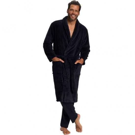 JP1880 Bathrobe with Spacious Patch Pockets Dark Navy - Underkläder & badkläder - Stora underkläder för män