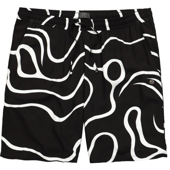 JP1880 Bermuda Shorts Soft Viscose All-over Print Black - Shorts - Stora shorts W40-W60