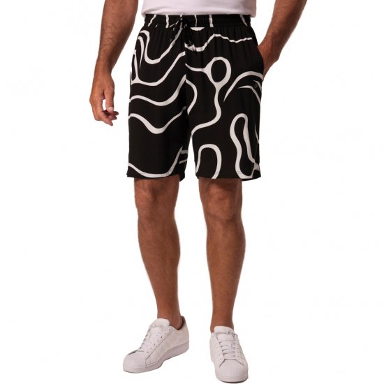 JP1880 Bermuda Shorts Soft Viscose All-over Print Black - Shorts - Stora shorts W40-W60
