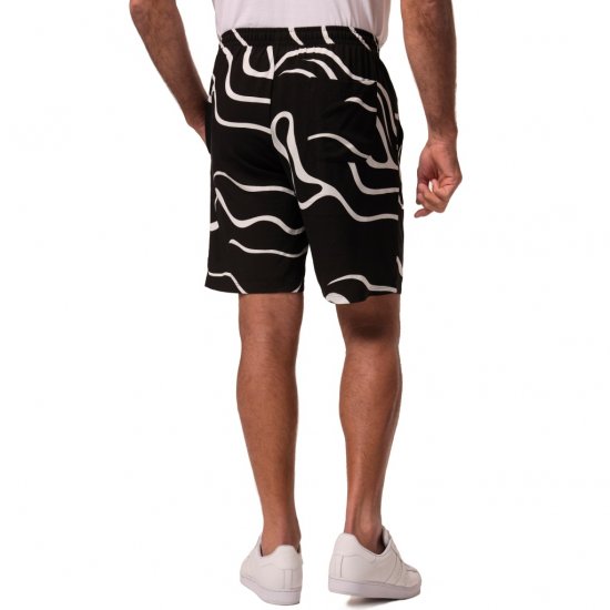 JP1880 Bermuda Shorts Soft Viscose All-over Print Black - Shorts - Stora shorts W40-W60