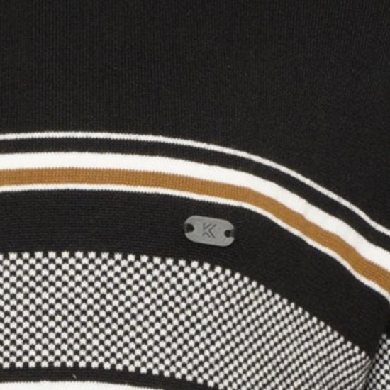 Kam Jeans 93 Stripe 1/4 Zipper Knitted Sweater Black - Tröjor & hoodies - Stora hoodies & tröjor - 2XL-14XL