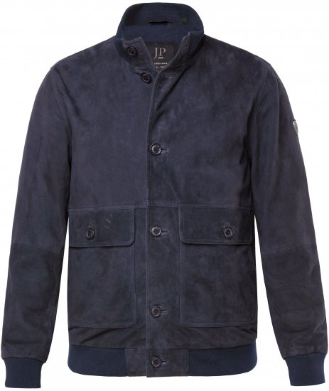 JP1880 Soft Goatskin Suede Leather Jacket Navy - Skinnjackor - Skinnjackor i stora storlekar
