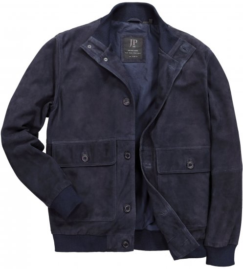 JP1880 Soft Goatskin Suede Leather Jacket Navy - Skinnjackor - Skinnjackor i stora storlekar