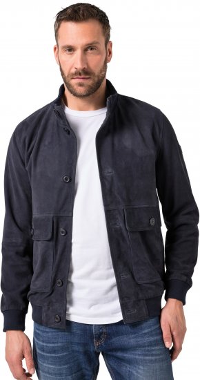 JP1880 Soft Goatskin Suede Leather Jacket Navy - Skinnjackor - Skinnjackor i stora storlekar