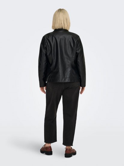Only Carmakoma Robber Leather Jacket Black - Skinnjackor - 
