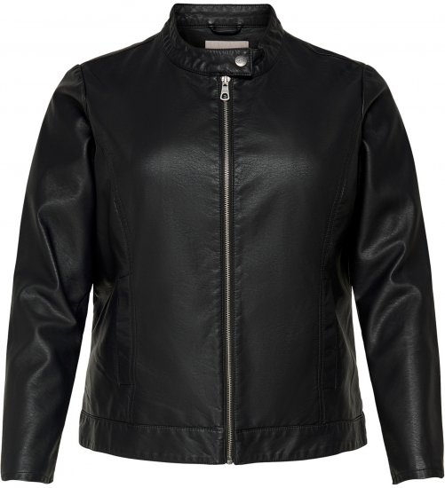 Only Carmakoma Robber Leather Jacket Black - Skinnjackor - 