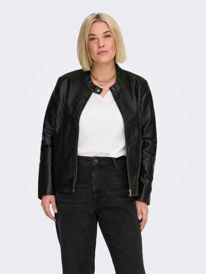 Only Carmakoma Robber Leather Jacket Black - Skinnjackor - 