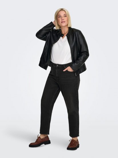 Only Carmakoma Robber Leather Jacket Black - Skinnjackor - 