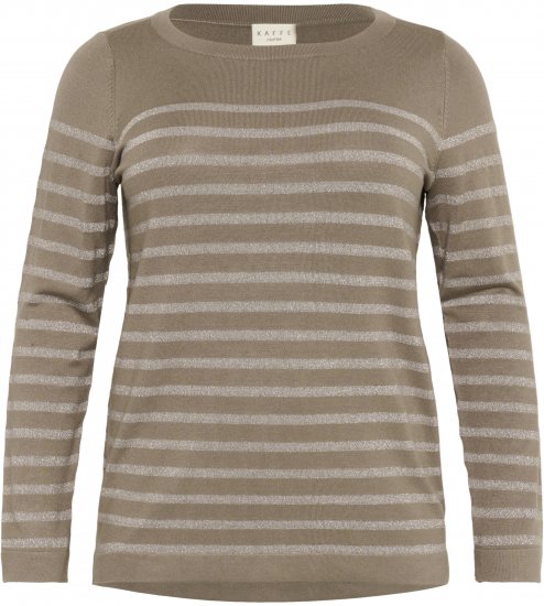 Kaffe Curve Linia Boatneck Pullover Morel Melange with Silver Lurex - Stickade tröjor - 