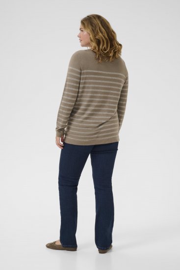 Kaffe Curve Linia Boatneck Pullover Morel Melange with Silver Lurex - Stickade tröjor - 