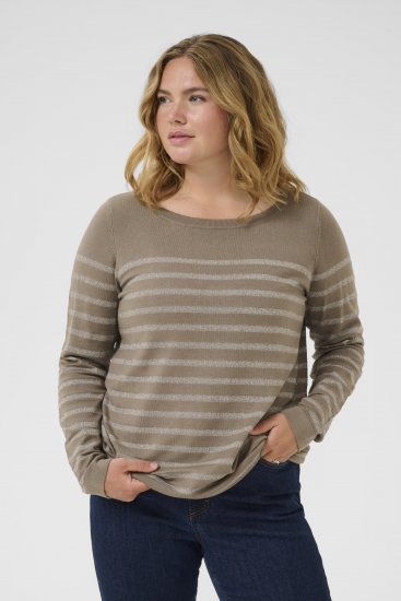 Kaffe Curve Linia Boatneck Pullover Morel Melange with Silver Lurex - Stickade tröjor - 