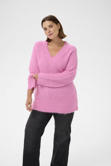 Kaffe Curve Emilia Pullover Pink Power Melange - Stickade tröjor - 