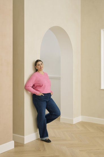 Kaffe Curve Emilia Pullover Pink Power Melange - Stickade tröjor - 