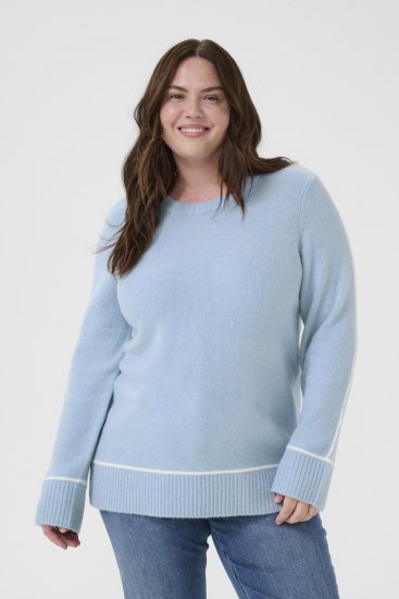 Kaffe Curve Jina Knit Pullover Powder Blue Melange - Stickade tröjor - 