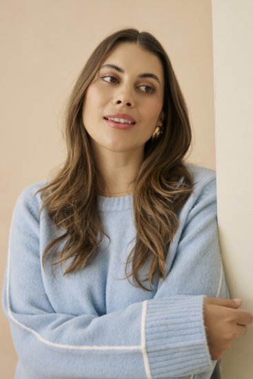 Kaffe Curve Jina Knit Pullover Powder Blue Melange - Stickade tröjor - 