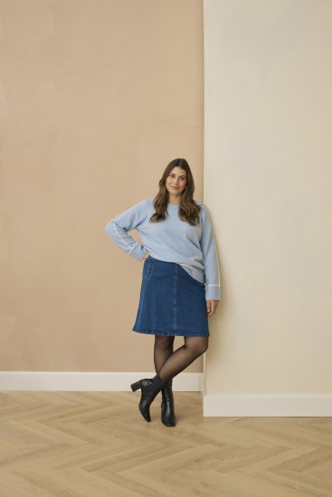 Kaffe Curve Jina Knit Pullover Powder Blue Melange - Stickade tröjor - 